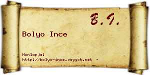 Bolyo Ince névjegykártya